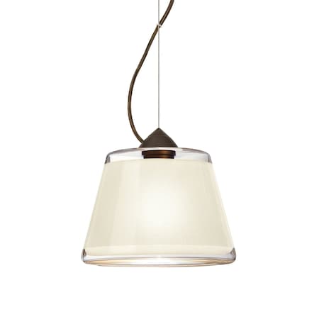 Besa Lighting Pica 9 Cord Pendant, White Sand, Bronze Finish, 1x9W LED 1KX-PIC9WH-LED-BR